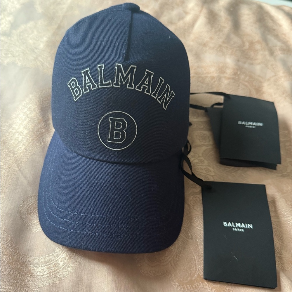 Balmain Blue Baseball Cap with Embroidered Logo